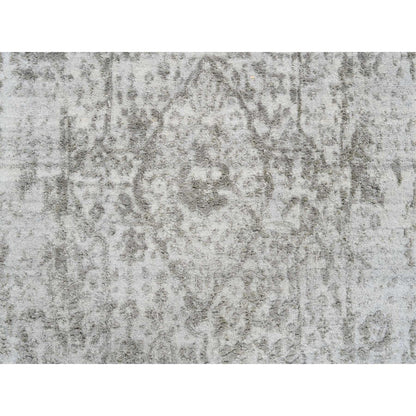Transitional Wool & Silk Hand Knotted Rug Grey No Border 2.6X12.1 -O064845