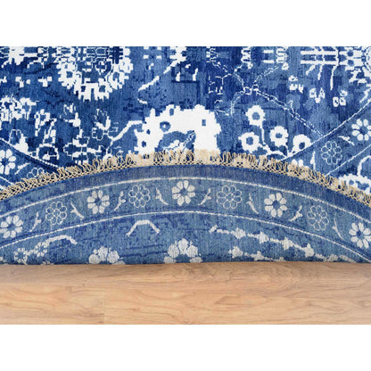 Transitional Wool & Silk Hand Knotted Rug Blue Blue 10.2X10.2 -O064847