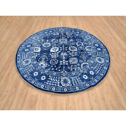 Transitional Wool & Silk Hand Knotted Rug Blue Blue 8.2X8.2 -O064849
