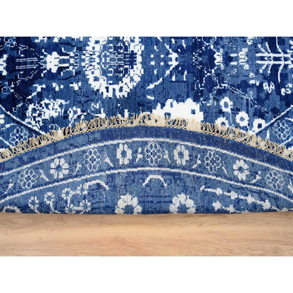 Transitional Wool & Silk Hand Knotted Rug Blue Blue 8.2X8.2 -O064849