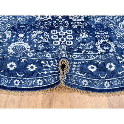 Transitional Wool & Silk Hand Knotted Rug Blue Blue 8.2X8.2 -O064849