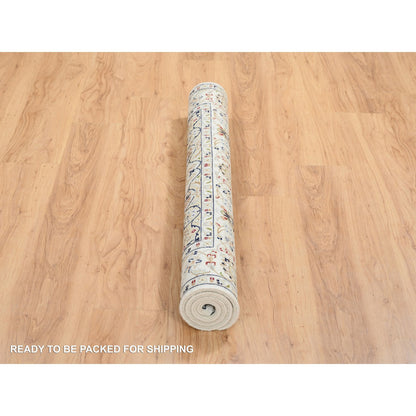 Fine Oriental Wool Hand Knotted Rug Ivory Ivory 4.2X4.2 -O064863