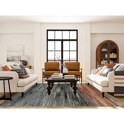 Modern and Contemporary Wool Hand Knotted Rug Black No Border 8.4X9.10 -O064866