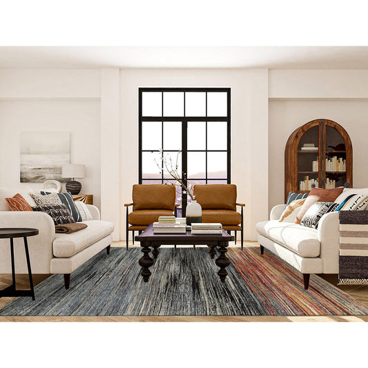 Modern and Contemporary Wool Hand Knotted Rug Black No Border 8.4X9.10 -O064866