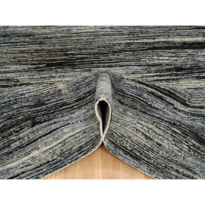 Modern and Contemporary Wool Hand Knotted Rug Black No Border 8.4X9.10 -O064866