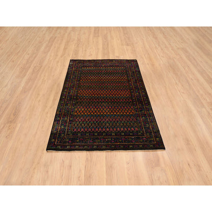 Transitional Wool Hand Knotted Rug Black Black 4.0X6.0 -O064878