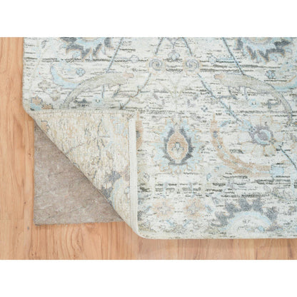 Transitional Wool & Silk Hand Knotted Rug Ivory No Border 2.7X8.2 -O064886