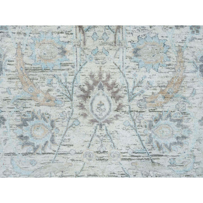 Transitional Wool & Silk Hand Knotted Rug Ivory No Border 2.7X8.2 -O064886