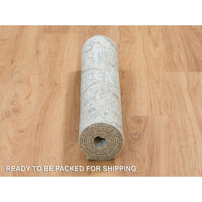 Transitional Wool & Silk Hand Knotted Rug Ivory No Border 2.7X8.2 -O064886