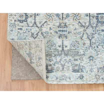 Transitional Wool & Silk Hand Knotted Rug Ivory No Border 2.6X18.2 -O064890