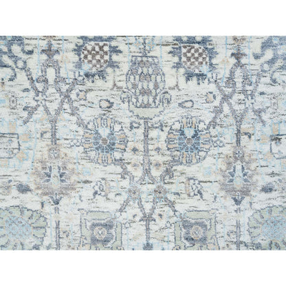 Transitional Wool & Silk Hand Knotted Rug Ivory No Border 2.6X18.2 -O064890