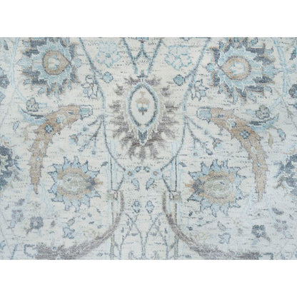 Transitional Wool & Silk Hand Knotted Rug Ivory No Border 2.6X20.0 -O064891