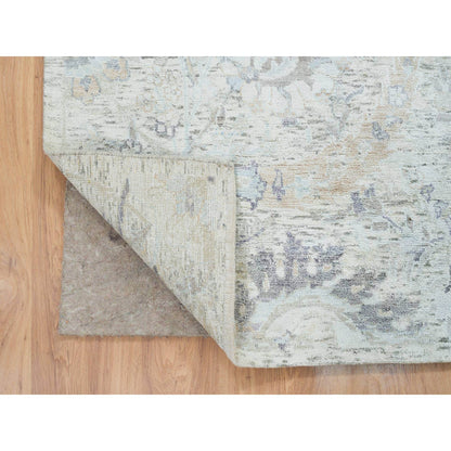 Transitional Wool & Silk Hand Knotted Rug Ivory No Border 6.1X9.0 -O064898