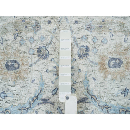 Transitional Wool & Silk Hand Knotted Rug Ivory No Border 2.6X23.10 -O064903