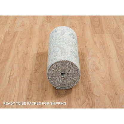 Transitional Wool & Silk Hand Knotted Rug Ivory No Border 2.6X23.10 -O064903