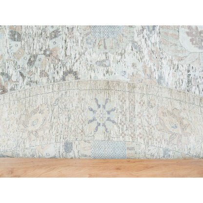 Transitional Wool & Silk Hand Knotted Rug Ivory No Border 14.0X14.0 -O064911
