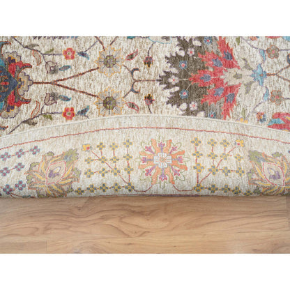 Transitional Wool & Silk Hand Knotted Rug Multicolored Tan 14.0X14.0 -O064912