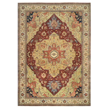 Heriz Wool Hand Knotted Rug Red Cream 10.0X14.1 -O064920