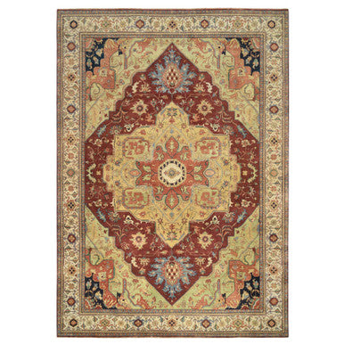 Heriz Wool Hand Knotted Rug Red Cream 10.0X14.1 -O064920