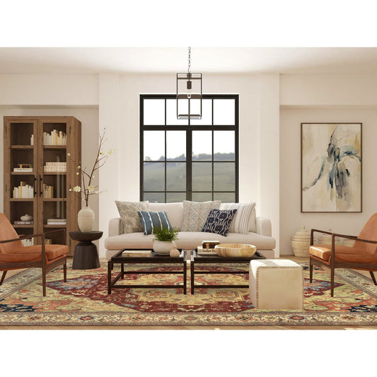 Heriz Wool Hand Knotted Rug Red Cream 10.0X14.1 -O064920