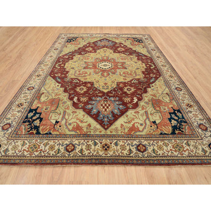 Heriz Wool Hand Knotted Rug Red Cream 10.0X14.1 -O064920