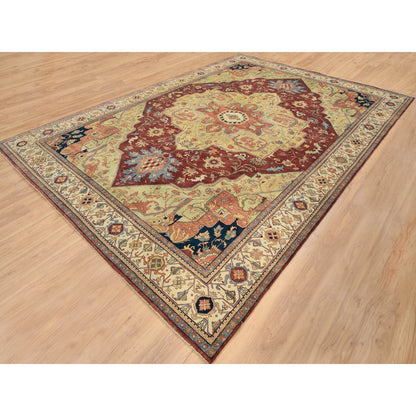 Heriz Wool Hand Knotted Rug Red Cream 10.0X14.1 -O064920
