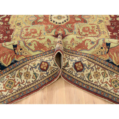 Heriz Wool Hand Knotted Rug Red Cream 10.0X14.1 -O064920