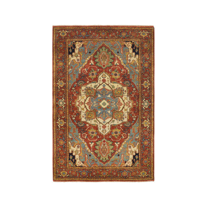 Heriz Wool Hand Knotted Rug Red Red 4.0X6.1 -O064946