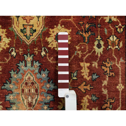 Heriz Wool Hand Knotted Rug Red Cream 4.1X10.3 -O064957