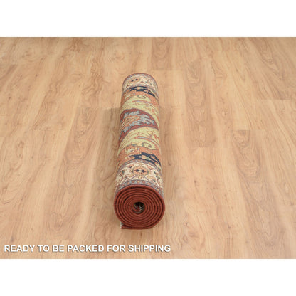 Heriz Wool Hand Knotted Rug Red Cream 4.1X10.3 -O064957