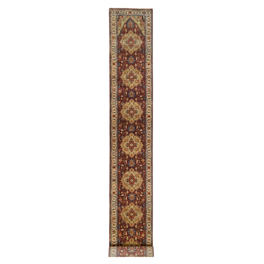 Heriz Wool Hand Knotted Rug Red Cream 2.5X20.1 -O064960