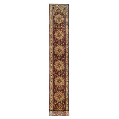 Heriz Wool Hand Knotted Rug Red Cream 2.5X20.1 -O064960