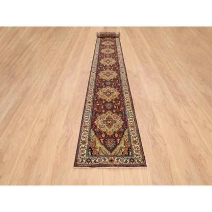 Heriz Wool Hand Knotted Rug Red Cream 2.5X20.1 -O064960
