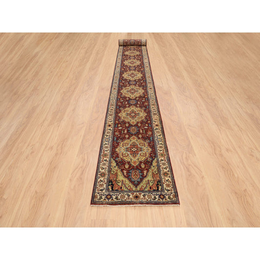 Heriz Wool Hand Knotted Rug Red Cream 2.5X20.1 -O064960