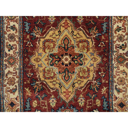 Heriz Wool Hand Knotted Rug Red Cream 2.5X20.1 -O064960