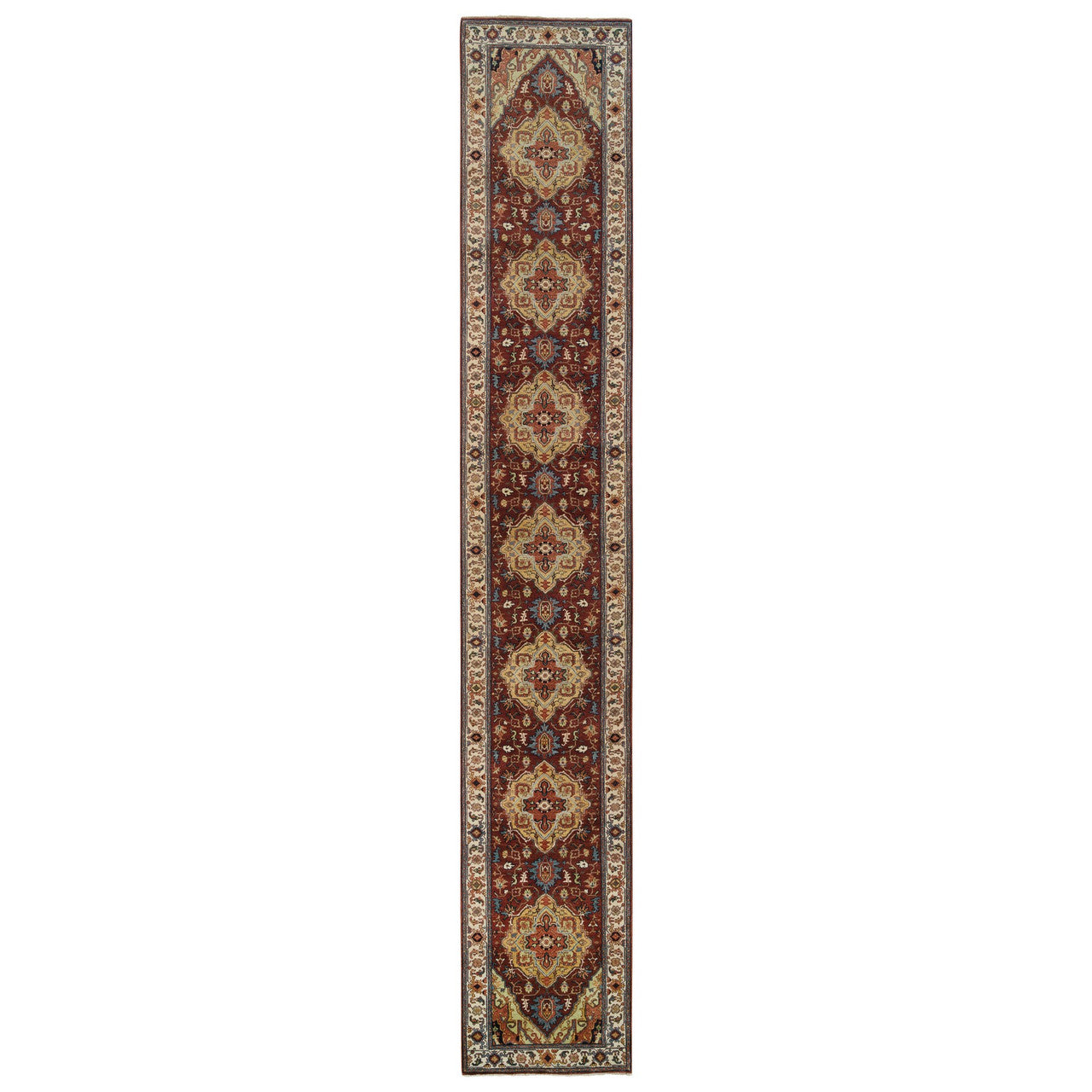 Red 2'7" x 16'0" Heriz Hand knotted Wool Rug - Sku: O064966