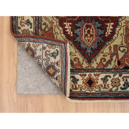 Heriz Wool Hand Knotted Rug Red Cream 2.7X16.0 -O064966