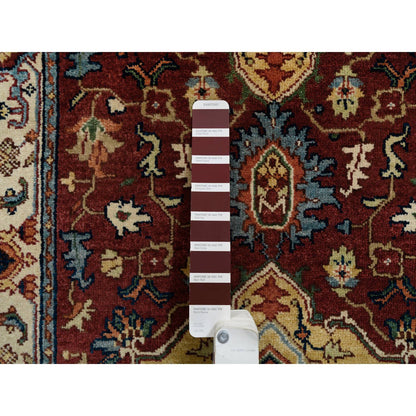 Heriz Wool Hand Knotted Rug Red Cream 2.7X16.0 -O064966