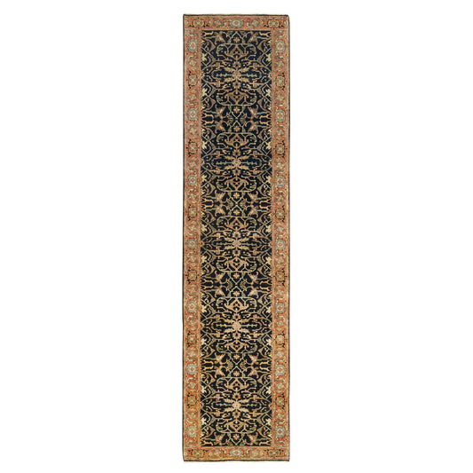 Heriz Wool Hand Knotted Rug Blue Red 2.7X12.0 -O064969