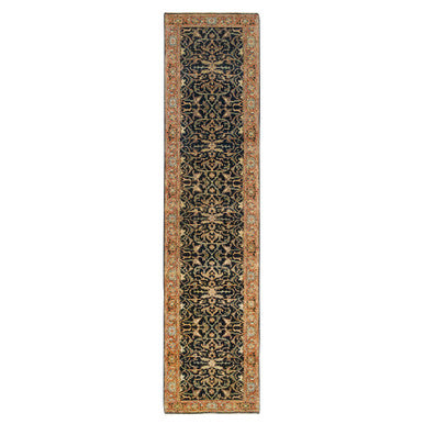 Heriz Wool Hand Knotted Rug Blue Red 2.7X12.0 -O064969