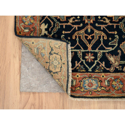 Heriz Wool Hand Knotted Rug Blue Red 2.7X12.0 -O064969