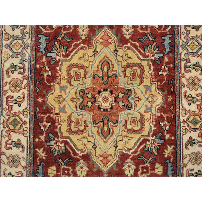 Heriz Wool Hand Knotted Rug Red Cream 2.6X18.2 -O064970