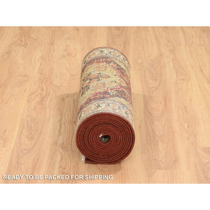 Heriz Wool Hand Knotted Rug Red Cream 2.6X18.2 -O064970