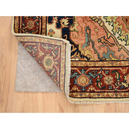 Heriz Wool Hand Knotted Rug Ivory Red 4.1X6.2 -O064972