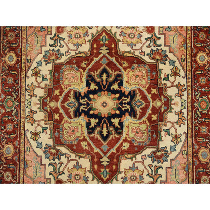 Heriz Wool Hand Knotted Rug Ivory Red 4.1X6.2 -O064972