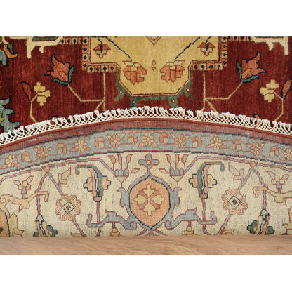 Heriz Wool Hand Knotted Rug Red Cream 10.0X10.0 -O064974