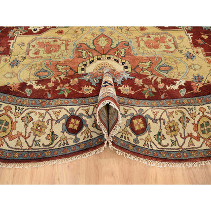Heriz Wool Hand Knotted Rug Red Cream 10.0X10.0 -O064974