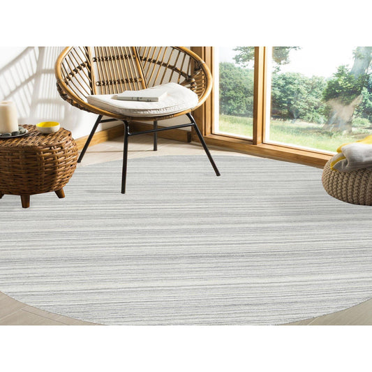 Modern and Contemporary Wool Hand Loomed Rug Grey No Border 8.0X8.0 -O064982