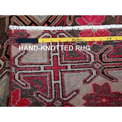 Overdyed & Vintage Wool Hand Knotted Rug Pink 2.8x8.8 -O0649
