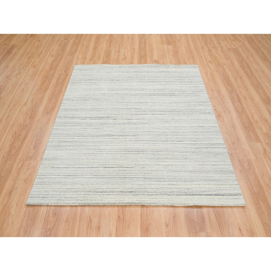 Modern and Contemporary Wool Hand Loomed Rug Ivory No Border 6.2X6.0 -O065010